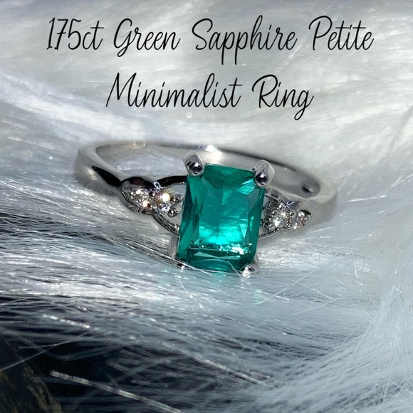 Nice 1.75ct Green Sapphire Petite Minimalist Ring - Picture 1 of 6
